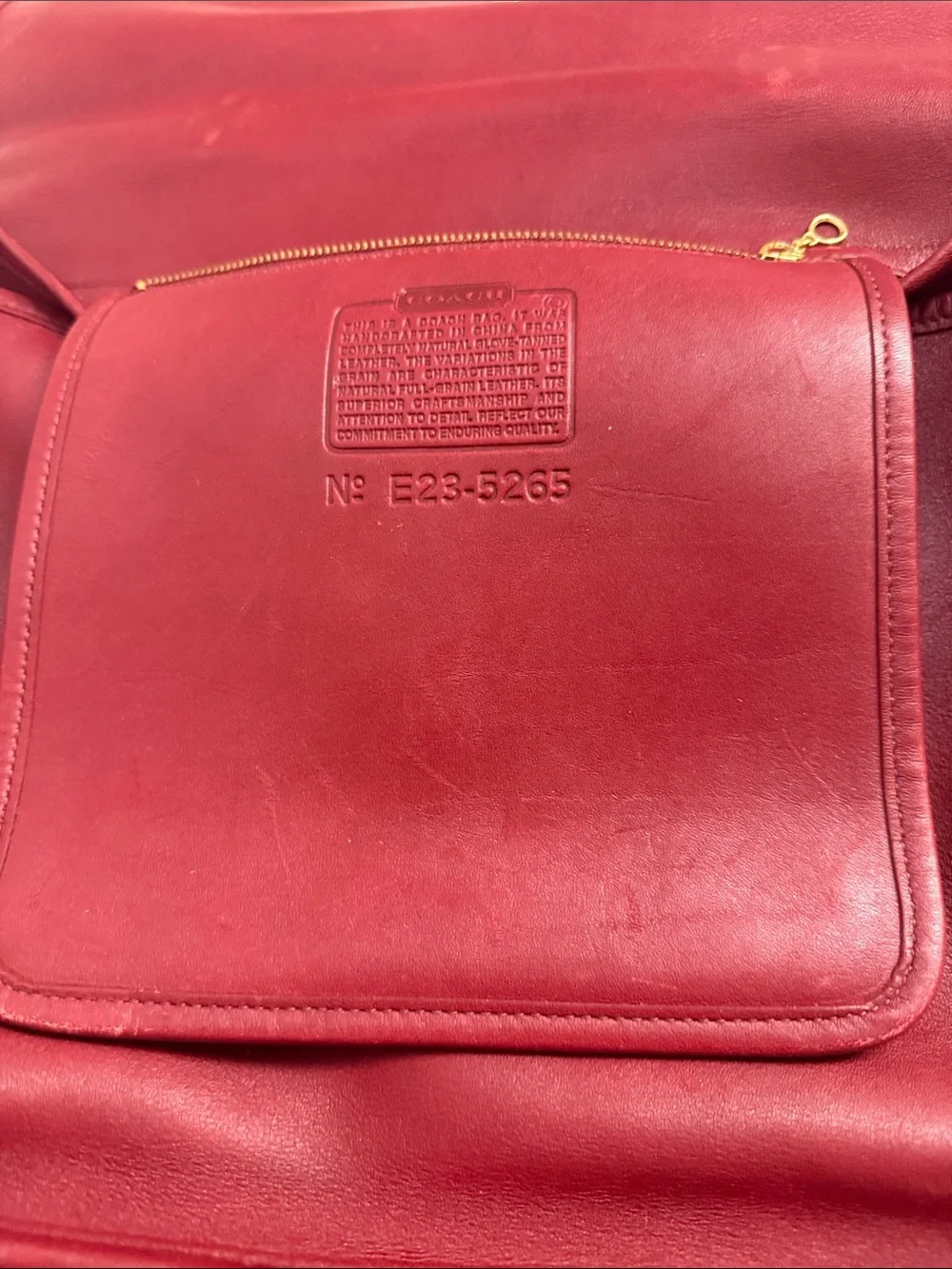 Coach Red Leather Briefcase with Gold-Tone Turn Lock